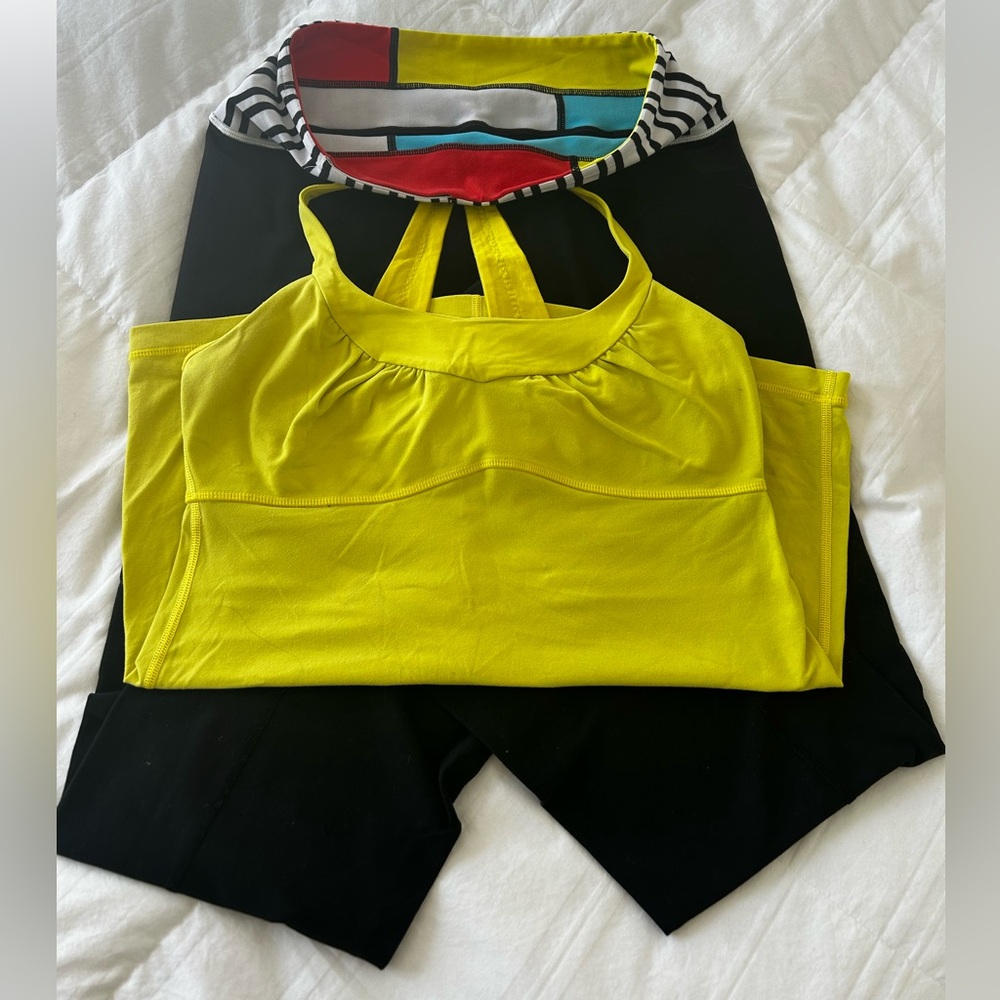 Lululemon reversible groove pant with Lululemon tank top both in size 10